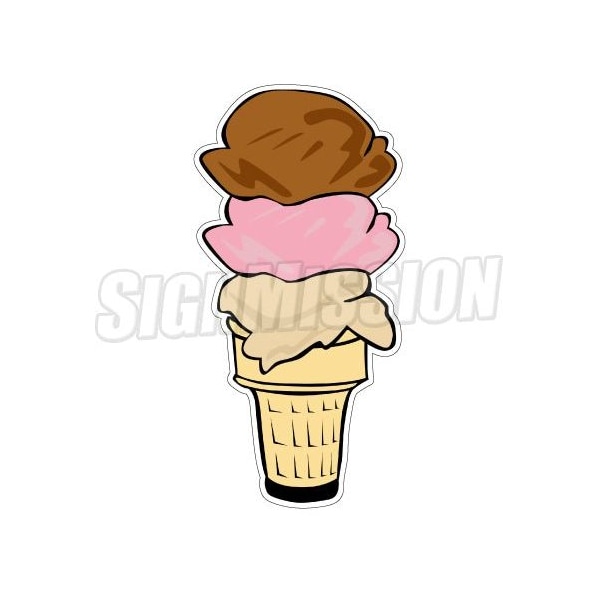Signmission ICE CREAM TRIPLE SCOOP Concession Decal truck menu cart trailer sticker, D-8-Ice Cream Triple Scoop D-DC-8-Ice Cream Triple Scoop - main